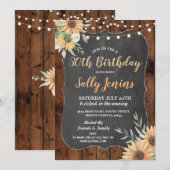 Birthday Party Rustic Sunflower Floral Invite Kaart (Voorkant / Achterkant)
