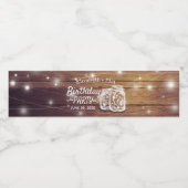 Birthday Party Rustic Wood Mason Jar String Lights Waterfles Etiket (Enkel label)