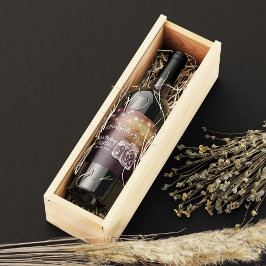 Birthday Party Rustic Wood Mason Jar String Lights Wijn Etiket