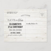 Birthday Party Save the Date Flowers Wood Lights Uitnodiging Briefkaart (Achterkant)