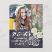 Birthday Party Save the Date Mason Jars Hydrangeas Uitnodiging Briefkaart (Voorkant)