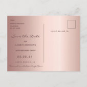 Birthday Party Save the Date roos gold glam Briefkaart (Achterkant)