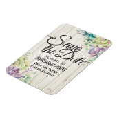 Birthday Party Save the Date Succulent Rustic Wood Magneet (Linkerzijde)
