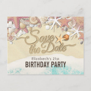 Birthday Party Save the Date Summer Beach Starfish Uitnodiging Briefkaart