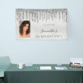 Birthday party Silver Fotoglitter monogram Spandoek (Beurs)