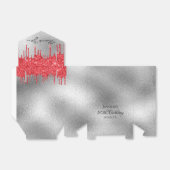 Birthday Party Silver Glitter Rood, helder Bedankdoosjes (Uitgevouwen)