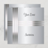 Birthday Party Silver Uitnodiging (Voorkant / Achterkant)