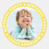 Birthday Party Simple Moderne Custom Photo Envelop Ronde Sticker (Voorkant)
