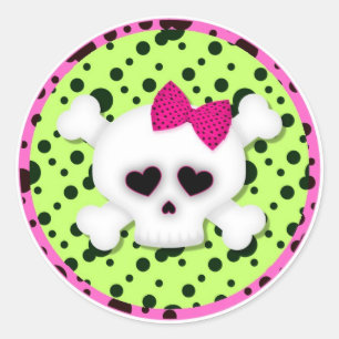 Birthday Party Skull Cupcake Stickers