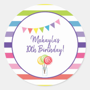 Birthday party snoep Party Sweet Shop Ronde Sticker