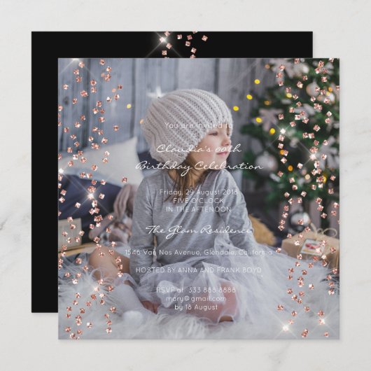 Birthday Party Spark Foto Formal Confetti Spark Kaart (Voorkant / Achterkant)