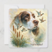 Birthday Party Springer Spaniel Dog With Cattails Kaart (Voorkant)