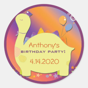 Birthday Party Stickers Pet Dinosaur Kind