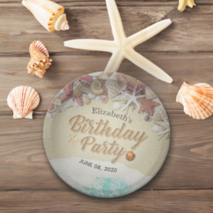 Birthday Party Summer Zee Beach Starfish Zee shell Papieren Bordje