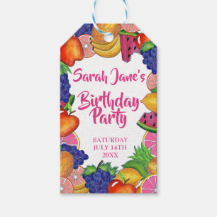 Birthday Party tropical Fruit Banana Watermelon Cadeaulabel