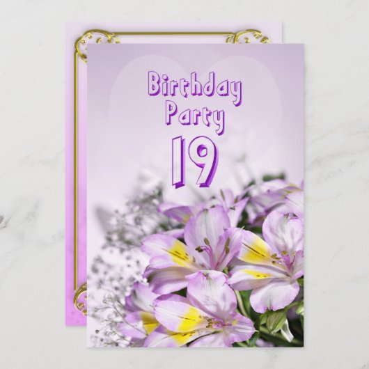 Birthday party uitnodiging 19 jaar oud (Voorkant / Achterkant)