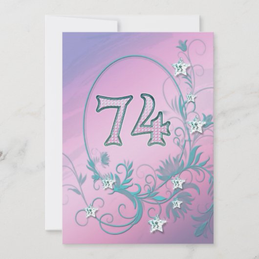 Birthday party uitnodiging 74 jaar oud (Voorkant)
