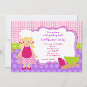 Birthday party-uitnodigingen voor het koken kaart