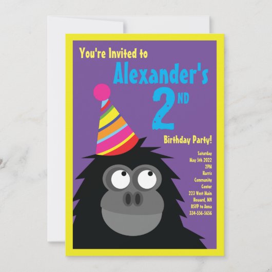 Birthday Party van Ape Animal Kind Kaart (Voorkant)