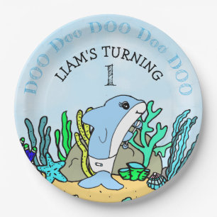 Birthday party van baby Shark boy Papieren Bordje