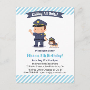 Birthday Party van de politie van Cute Boy en Dog Kaart