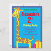 Birthday Party van Giraffe Animal Kind Kaart (Voorkant)