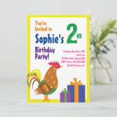 Birthday party van het dierlijk Kind Rooster Kaart (Staand voorkant)