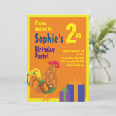 Birthday party van het dierlijk Kind Rooster Kaart (Staand voorkant)