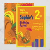 Birthday party van het dierlijk Kind Rooster Kaart (Voorkant / Achterkant)