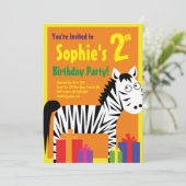Birthday Party van het zebra Kind Kaart (Staand voorkant)