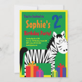 Birthday Party van het zebra Kind Kaart (Voorkant)