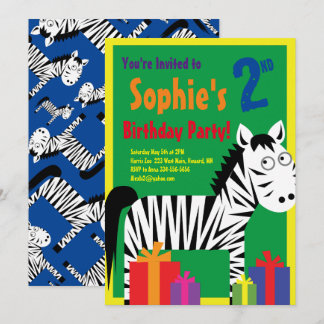 Birthday Party van het zebra Kind Kaart