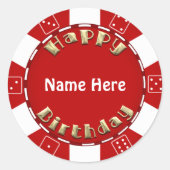 Birthday party voegt age poker chip sticker toe (Voorkant)