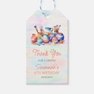 Birthday Party voor het schilderen van aardewerk Cadeaulabel