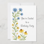 Birthday Party Watercolor Wildflowers  Kaart (Achterkant)