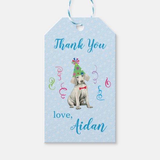 Birthday Party Weimaraner Bedankt Labels Cadeaulabel (Voorkant)