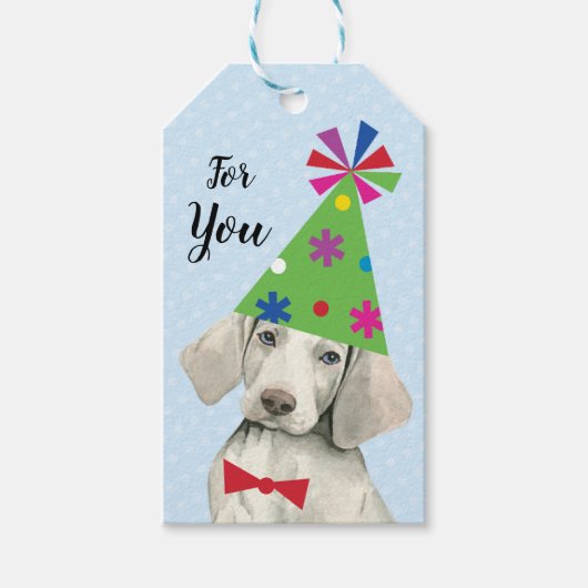 Birthday Party Weimaraner Gift Labels Cadeaulabel (Voorkant)