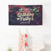 Birthday Party Welcome Marsala Floral Paars Light Spandoek (Insitu)