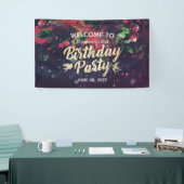 Birthday Party Welcome Marsala Floral Paars Light Spandoek (Beurs)