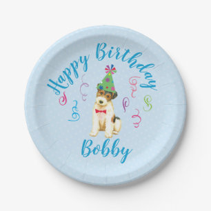 Birthday Party Wire Fox Terrier Papieren Bordje