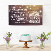 Birthday Party Wood Mason Jar String Light Welkom Spandoek