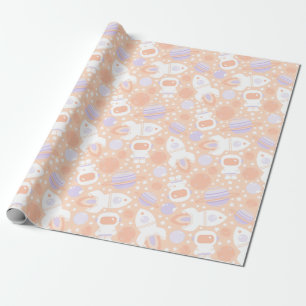 Birthday Party Wrapping Paper Space Girls Cadeaupapier