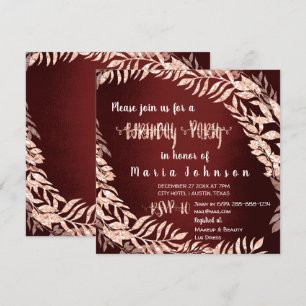 Birthday Party Wreath Glitter Roos Gold Burgundy Kaart