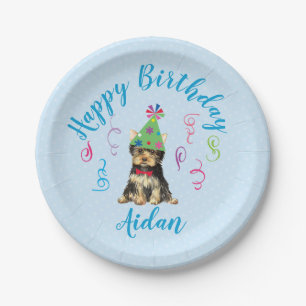 Birthday Party Yorkie Papieren Bordje