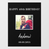 Birthday party zwarte foto naam raamsticker (Vel)