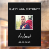 Birthday party zwarte foto naam raamsticker (Vel 2)