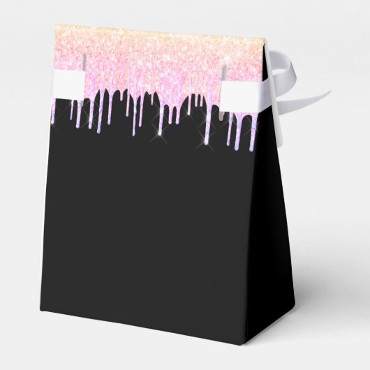 Birthday Party zwarte regenbooglitter bedankt Bedankdoosjes (Achterkant)