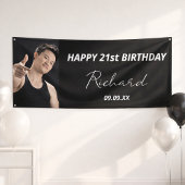 Birthday party zwarte witte foto moderne spandoek