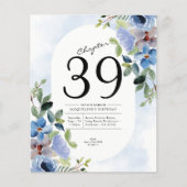 Birthday Pastel Blue Floral Invitation Flyer (Voorkant)