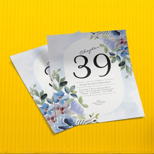 Birthday Pastel Blue Floral Invitation Flyer